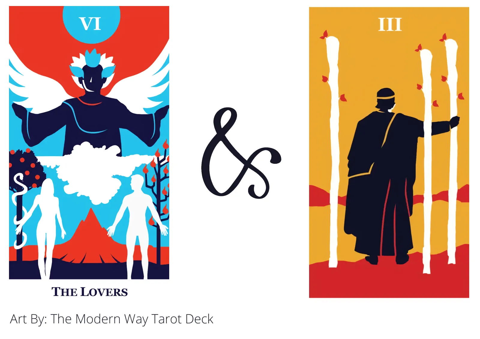 the lovers and three of wands tarot cards together
