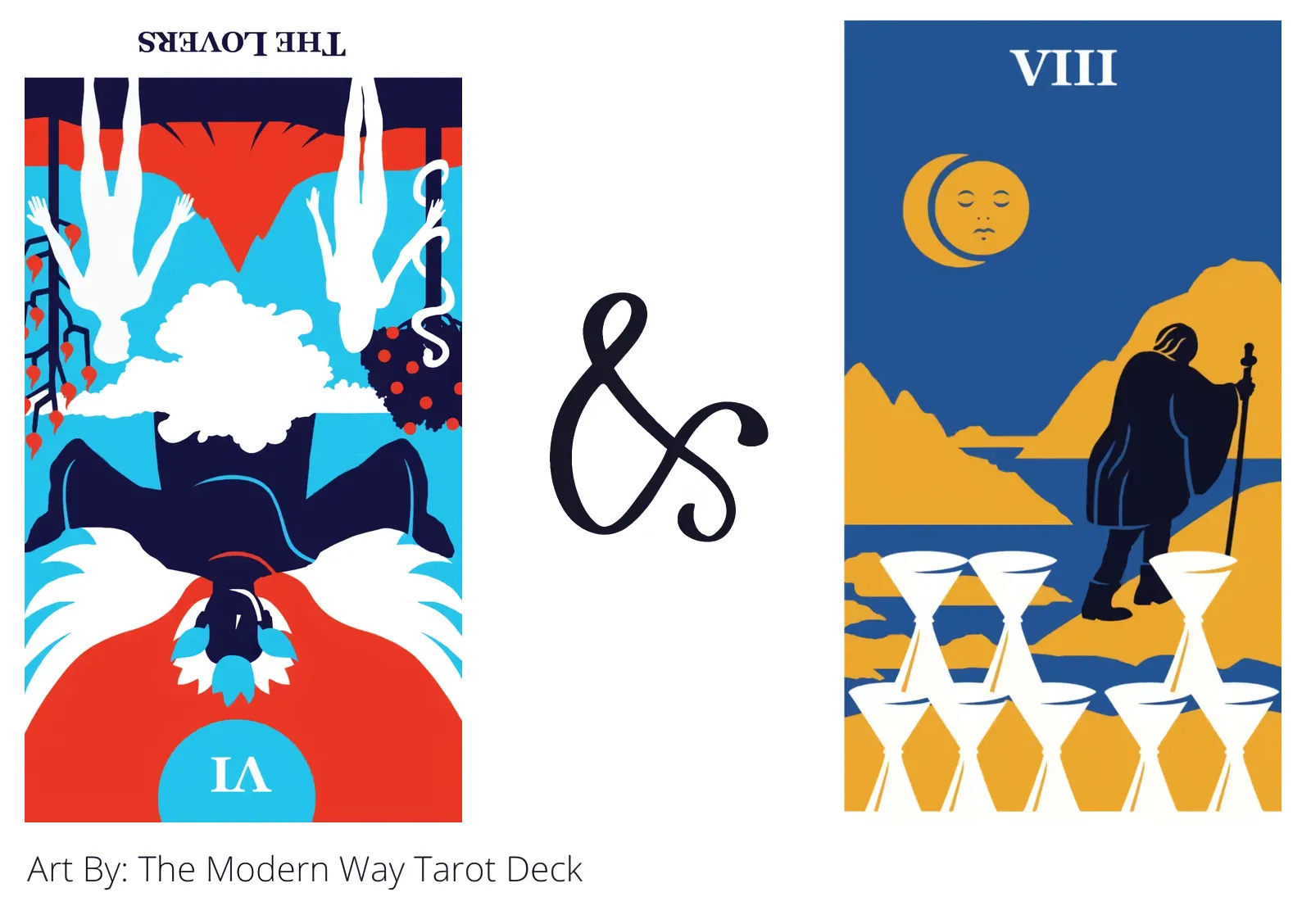 the lovers reversed and eight of cups tarot cards together