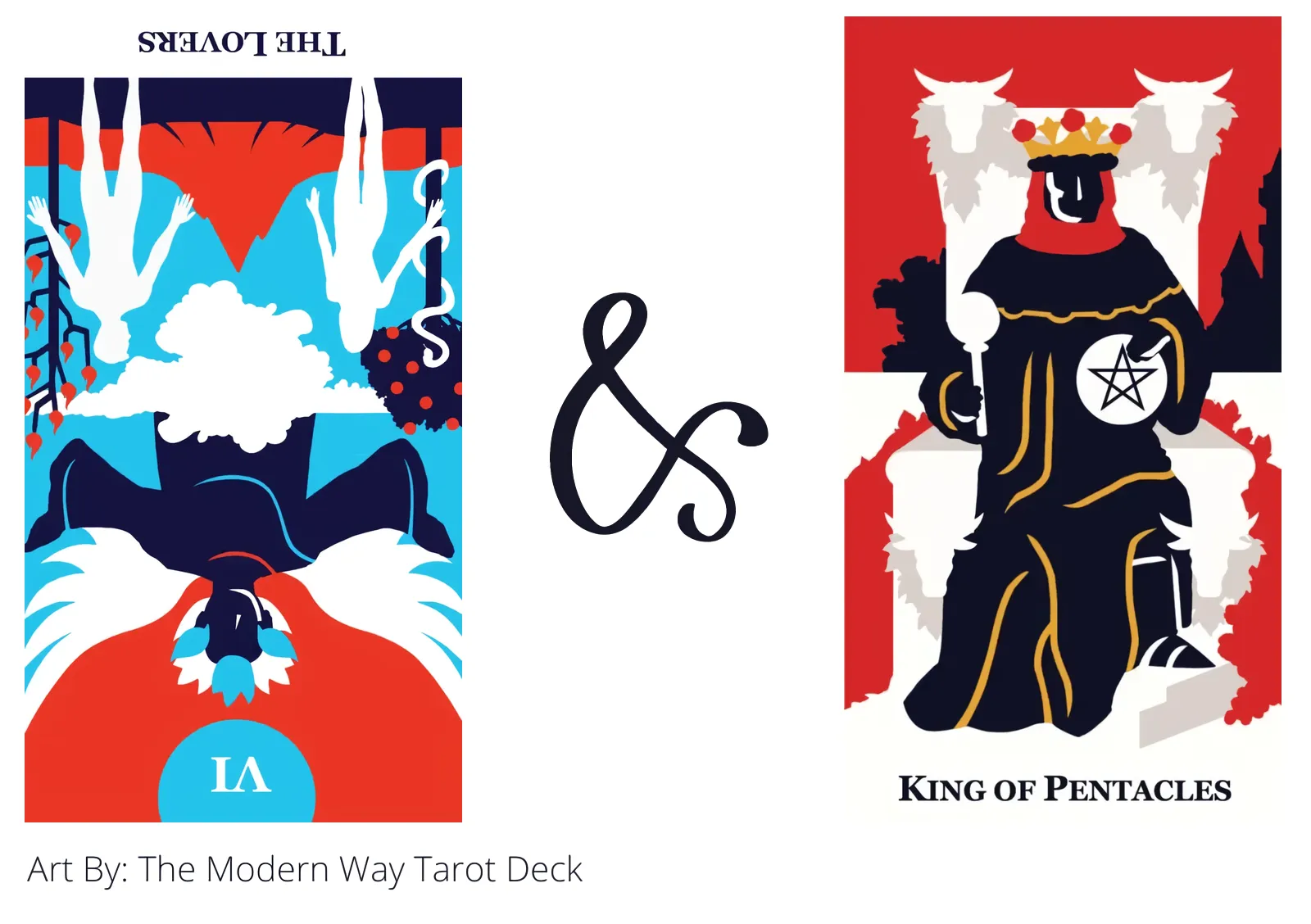 the lovers reversed and king of pentacles tarot cards together