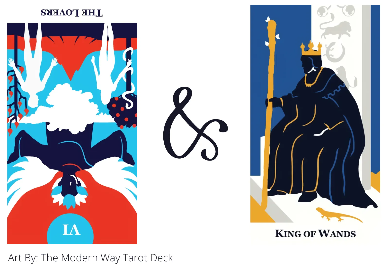 the lovers reversed and king of wands tarot cards together
