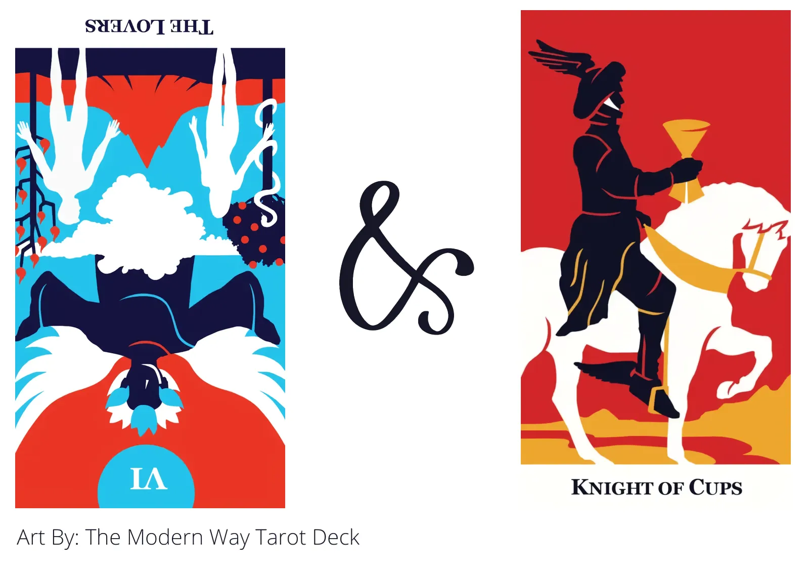 the lovers reversed and knight of cups tarot cards together