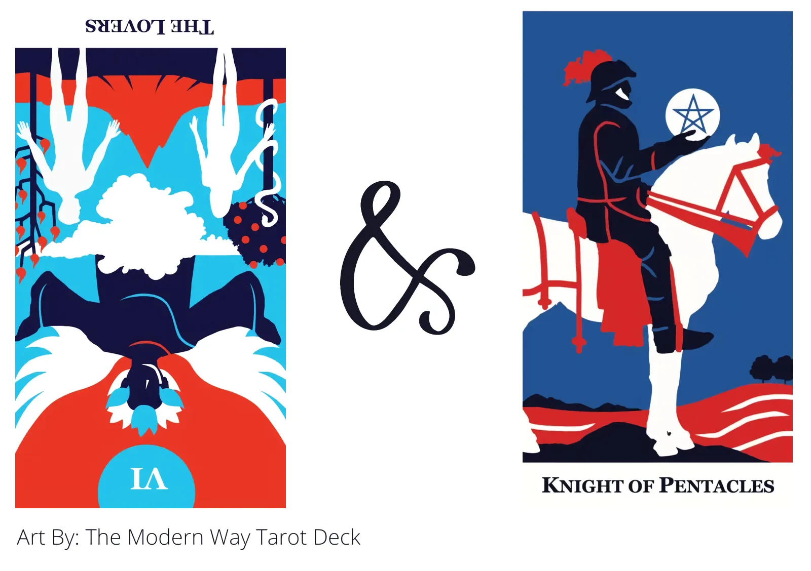 the lovers reversed and knight of pentacles tarot cards together