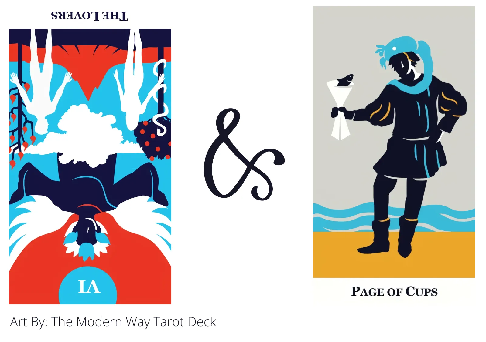 the lovers reversed and page of cups tarot cards together