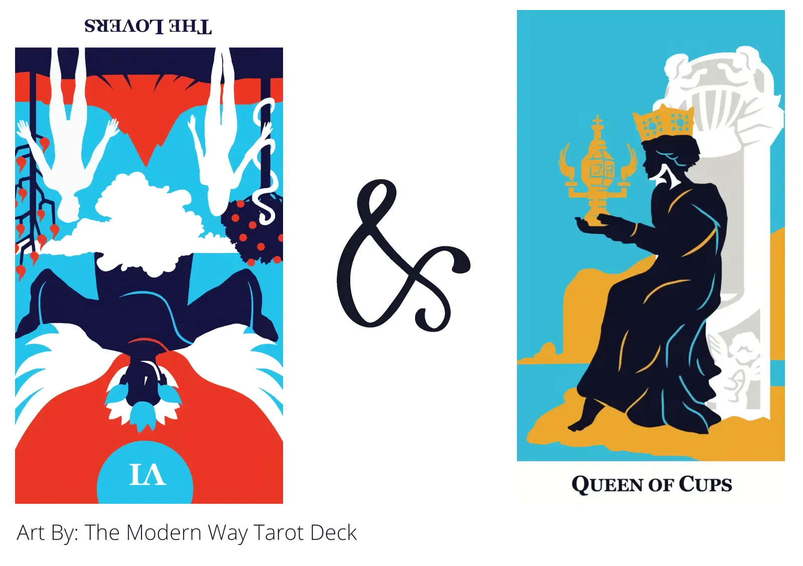 the lovers reversed and queen of cups tarot cards together