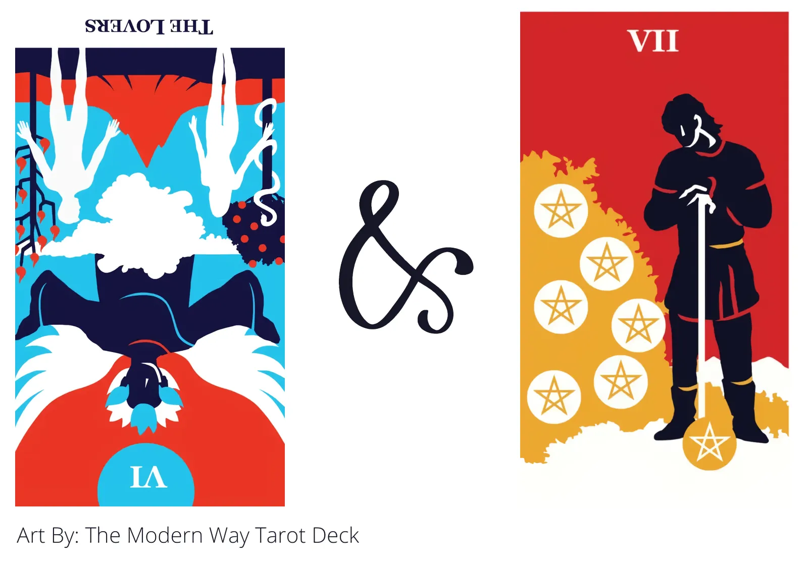 the lovers reversed and seven of pentacles tarot cards together