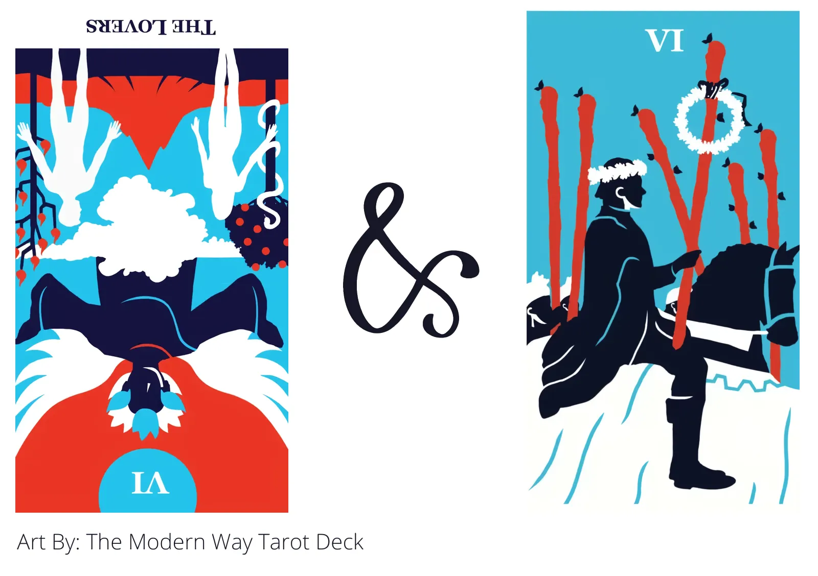the lovers reversed and six of wands tarot cards together