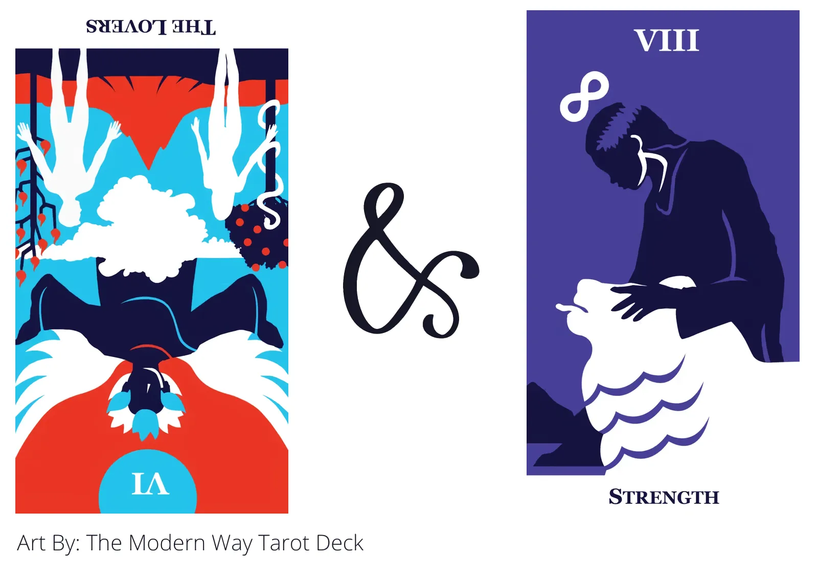 the lovers reversed and strength tarot cards together