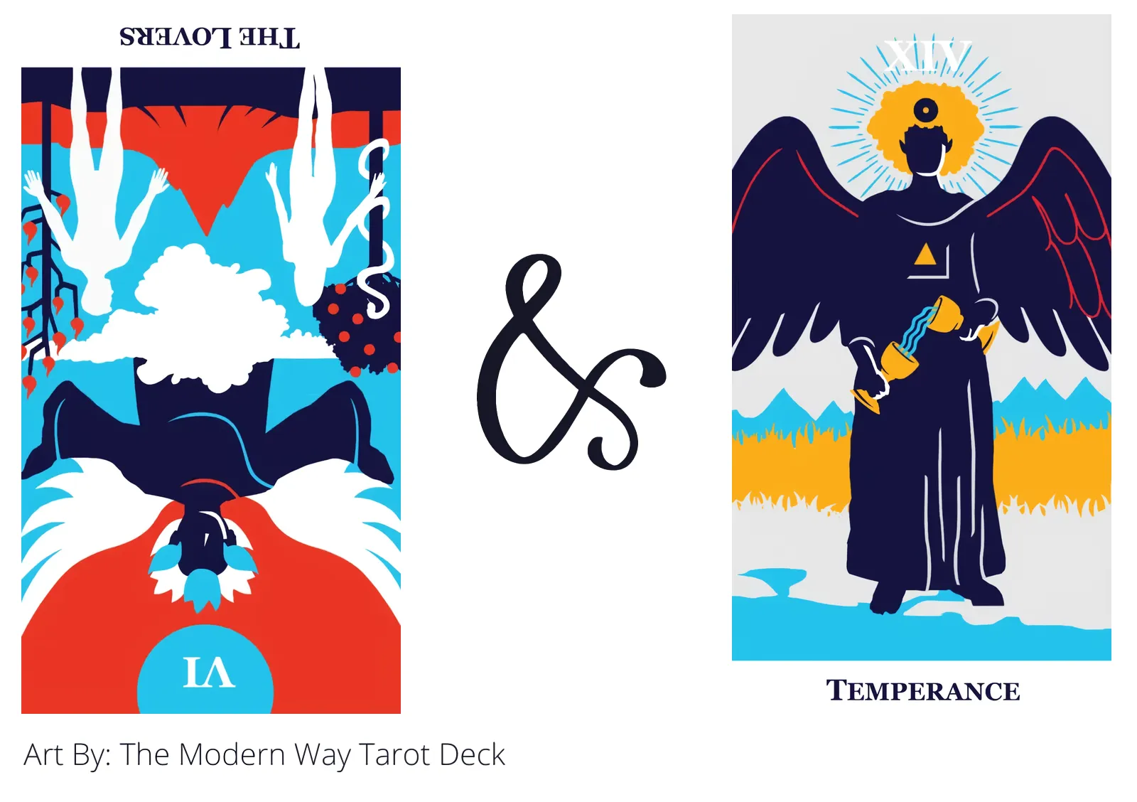 the lovers reversed and temperance tarot cards together