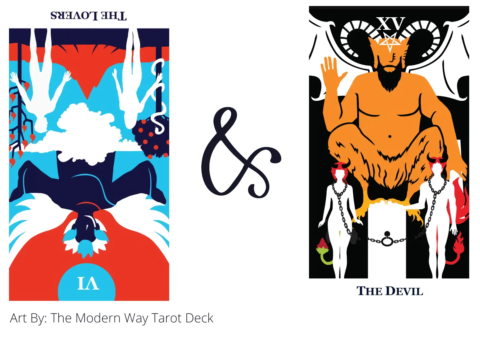 the lovers reversed and the devil tarot cards together