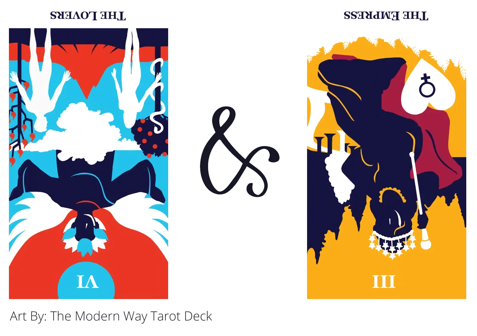 the lovers reversed and the empress reversed tarot cards together