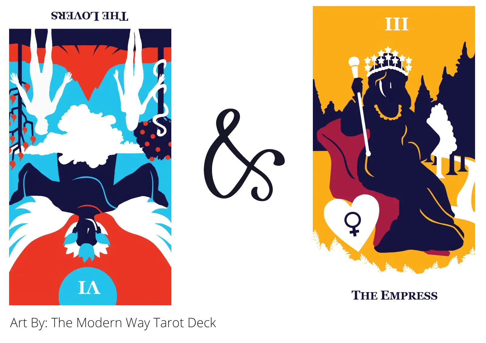 the lovers reversed and the empress tarot cards together