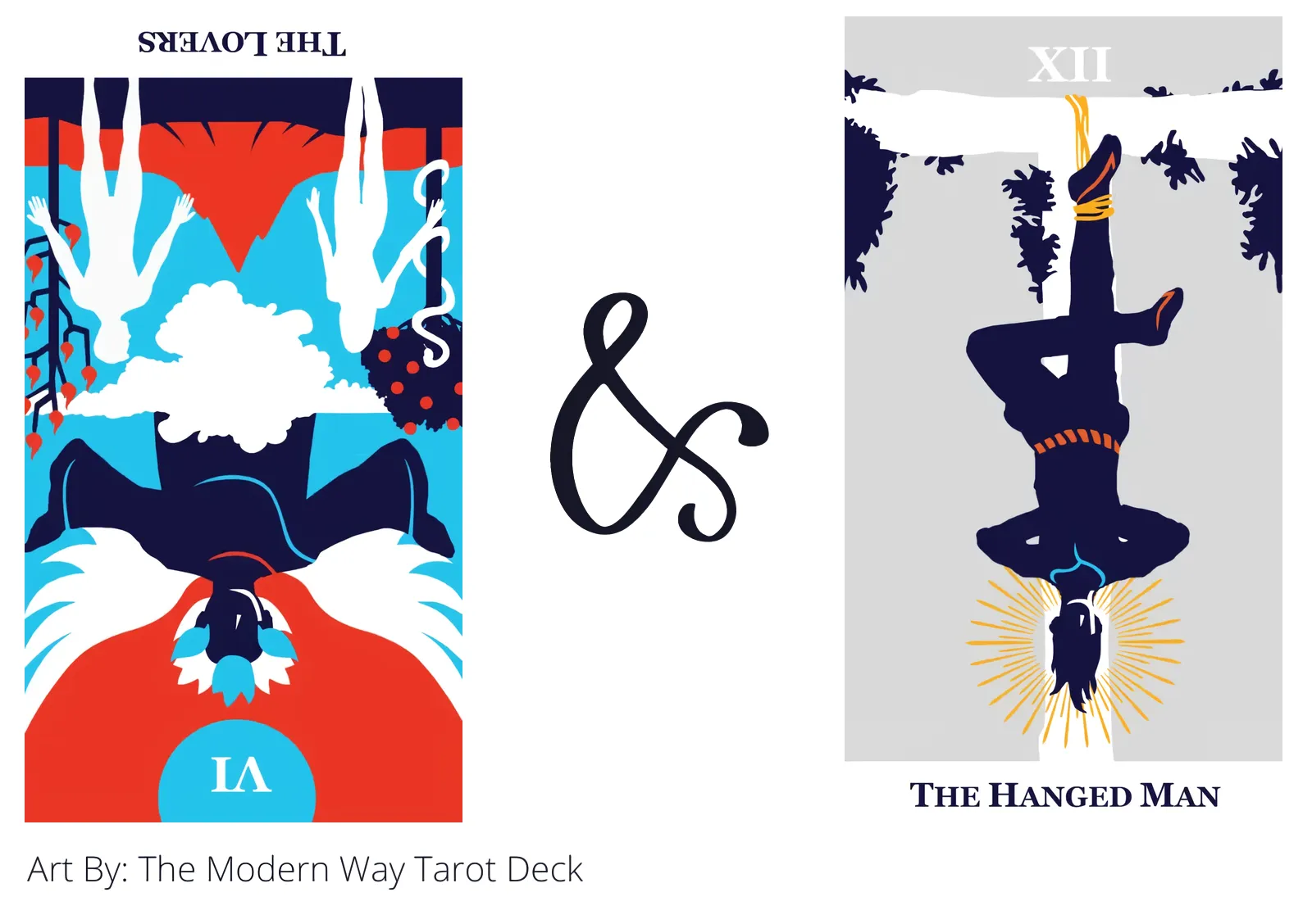 the lovers reversed and the hanged man tarot cards together