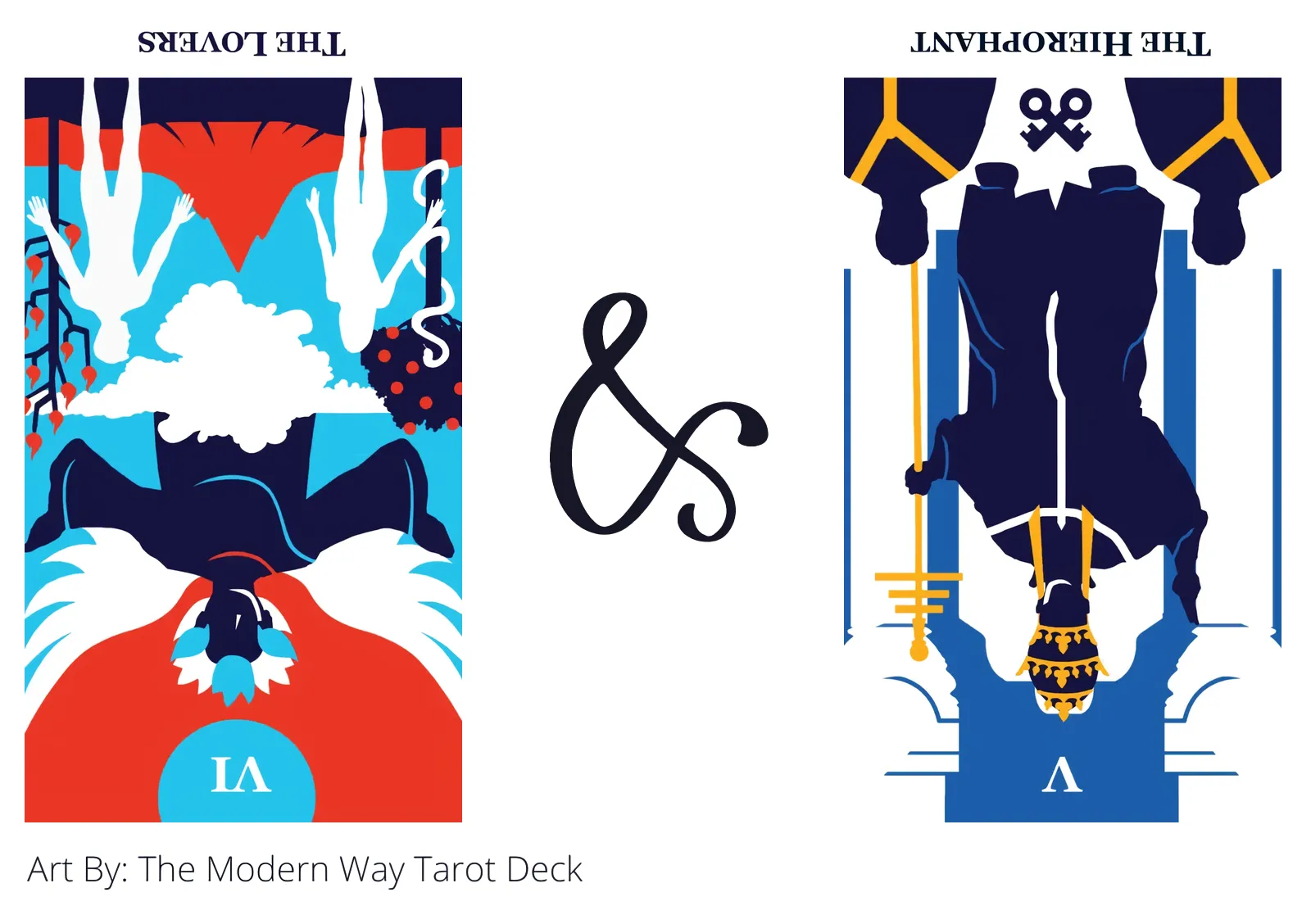 the lovers reversed and the hierophant reversed tarot cards together