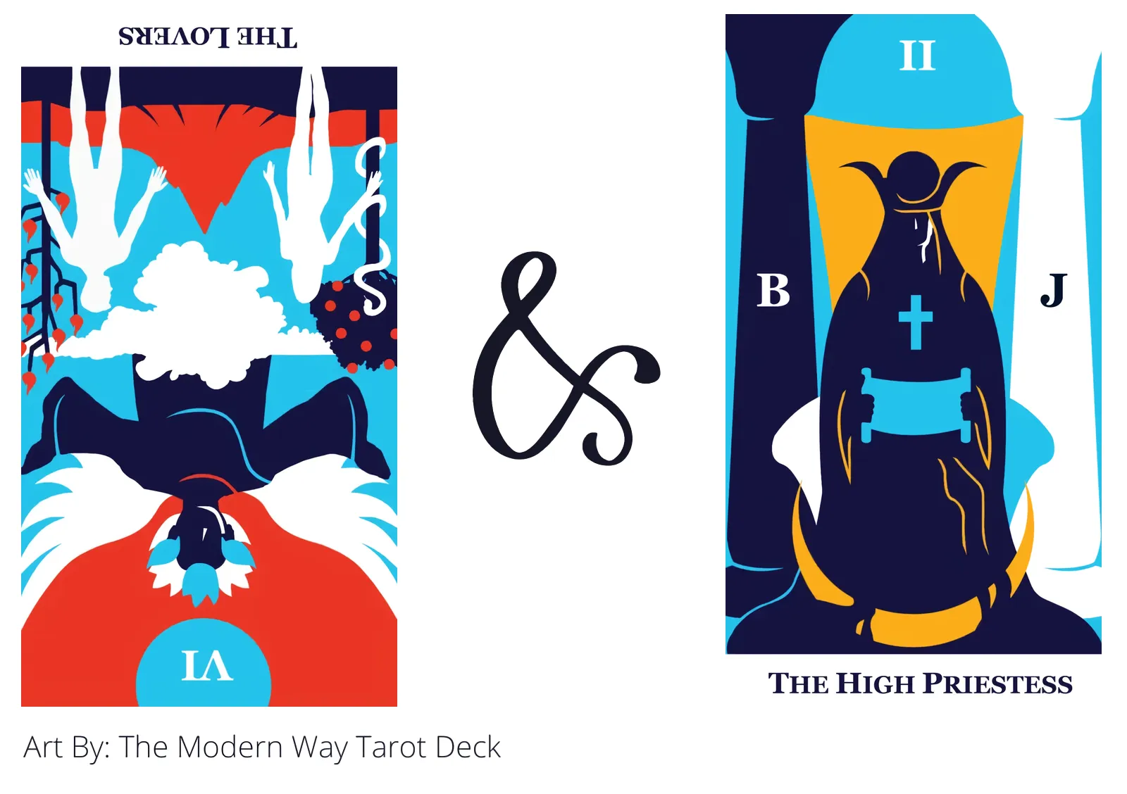 the lovers reversed and the high priestess tarot cards together