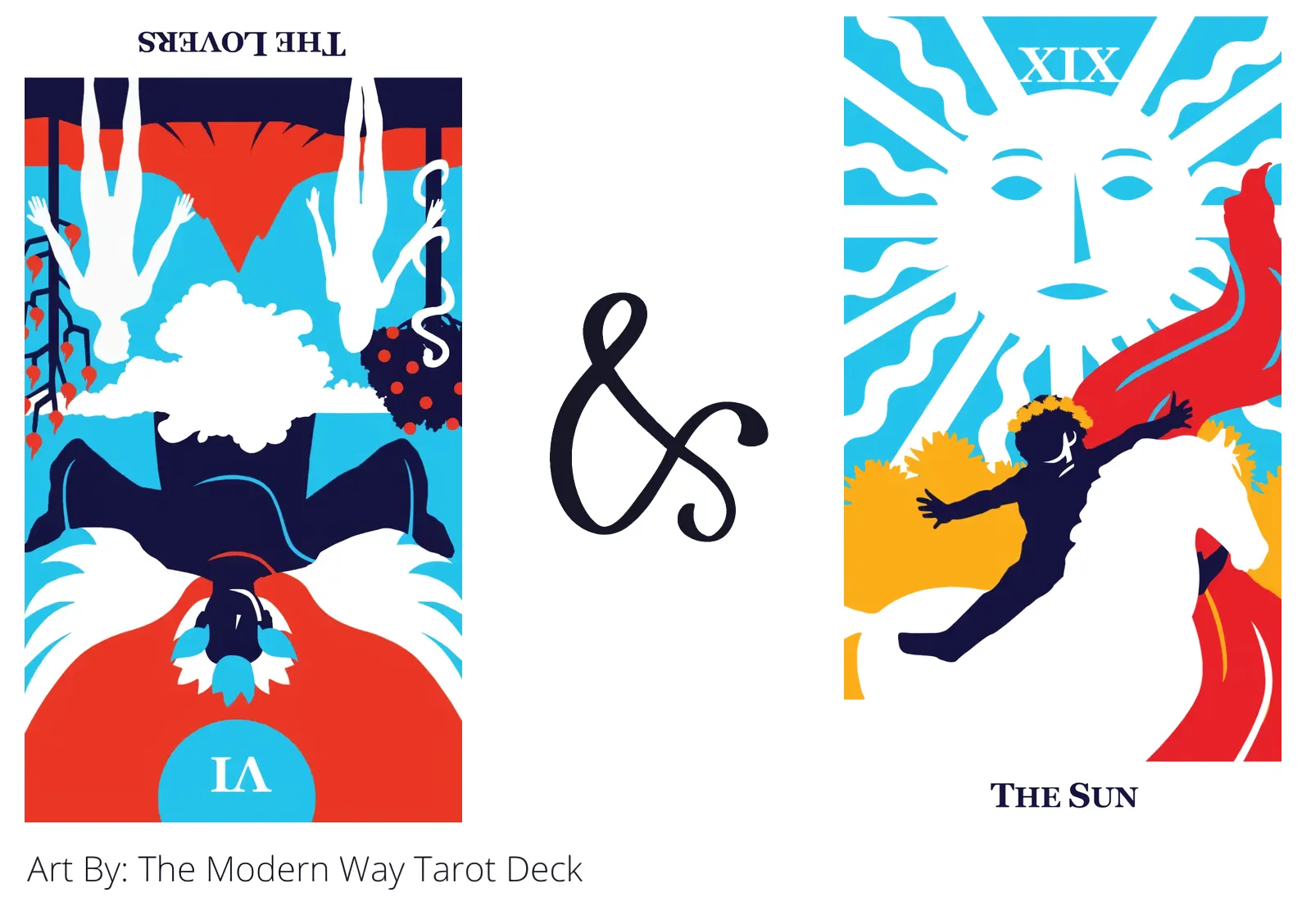 the lovers reversed and the sun tarot cards together