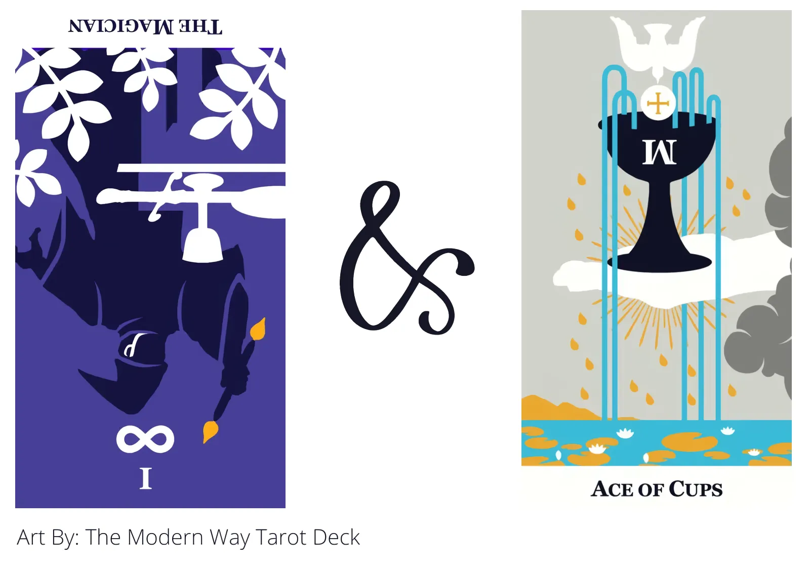 the magician reversed and ace of cups tarot cards together