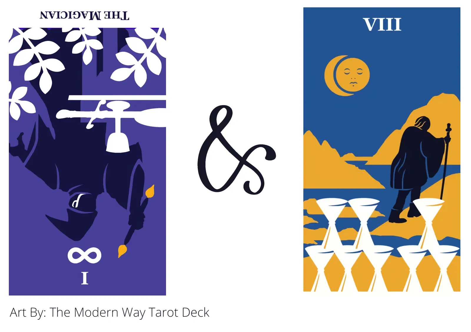 the magician reversed and eight of cups tarot cards together