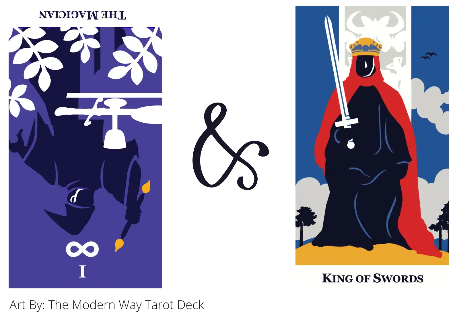 the magician reversed and king of swords tarot cards together