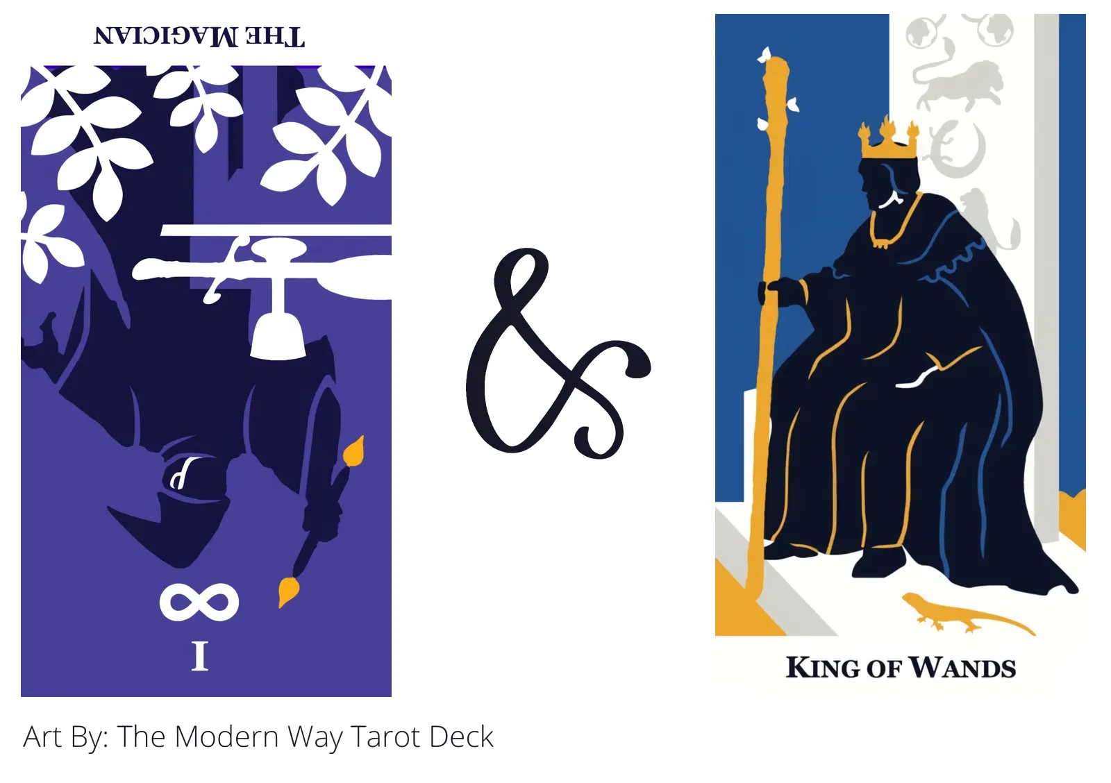the magician reversed and king of wands tarot cards together