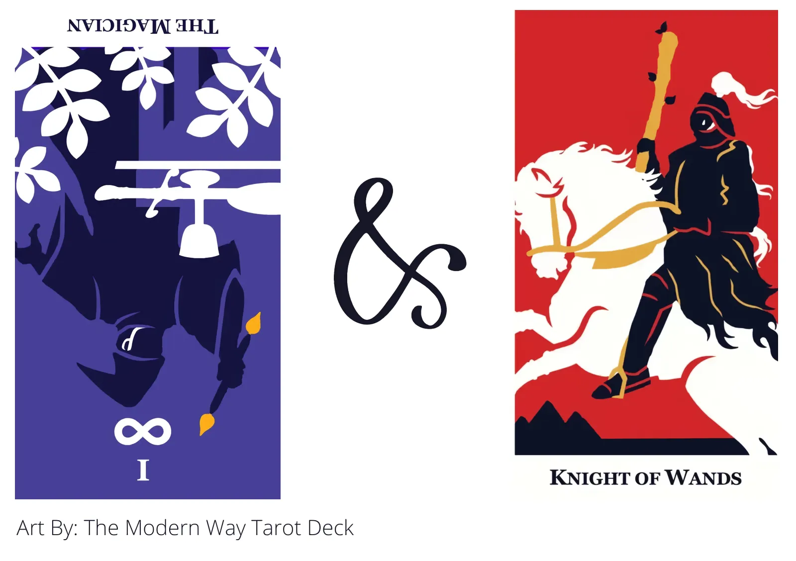 the magician reversed and knight of wands tarot cards together