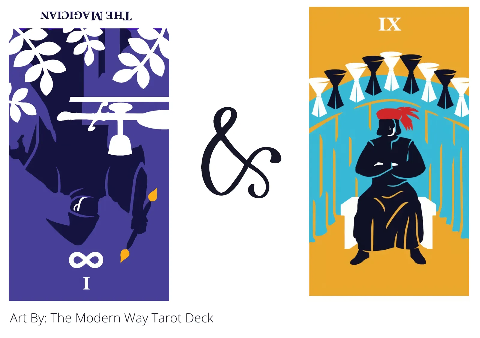 the magician reversed and nine of cups tarot cards together