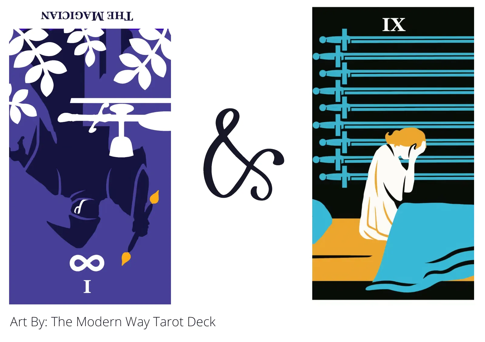 the magician reversed and nine of swords tarot cards together