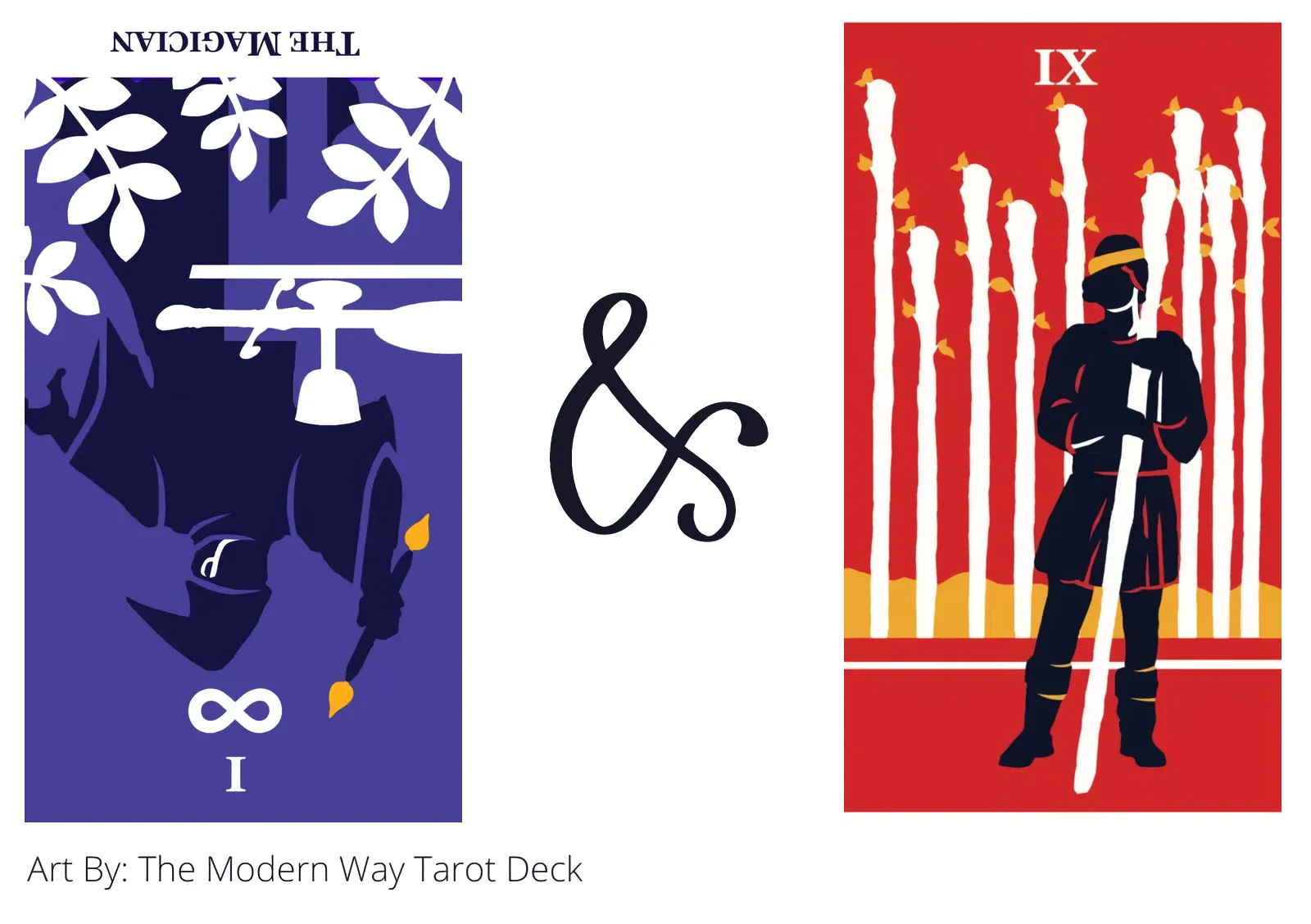the magician reversed and nine of wands tarot cards together