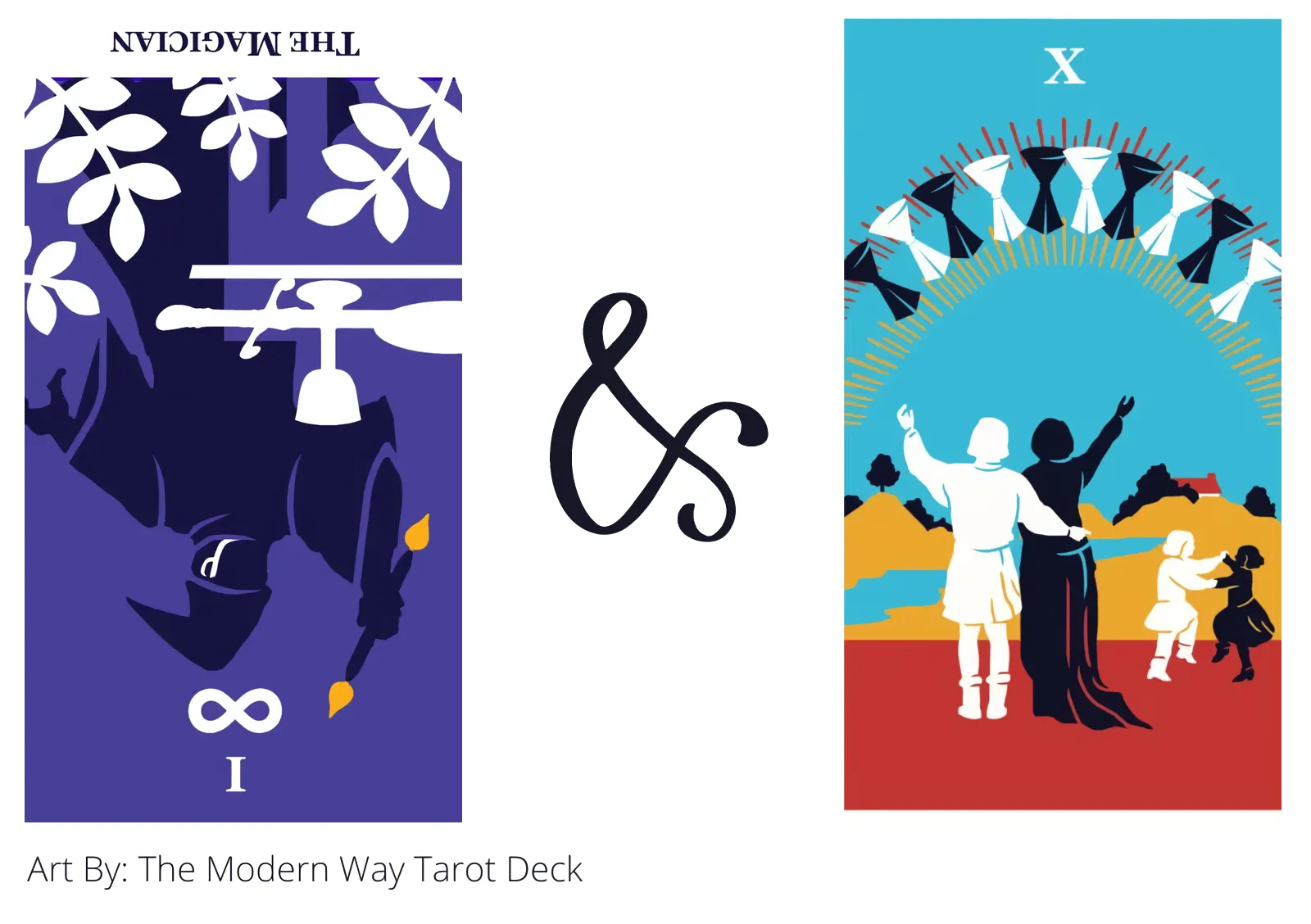 the magician reversed and ten of cups tarot cards together