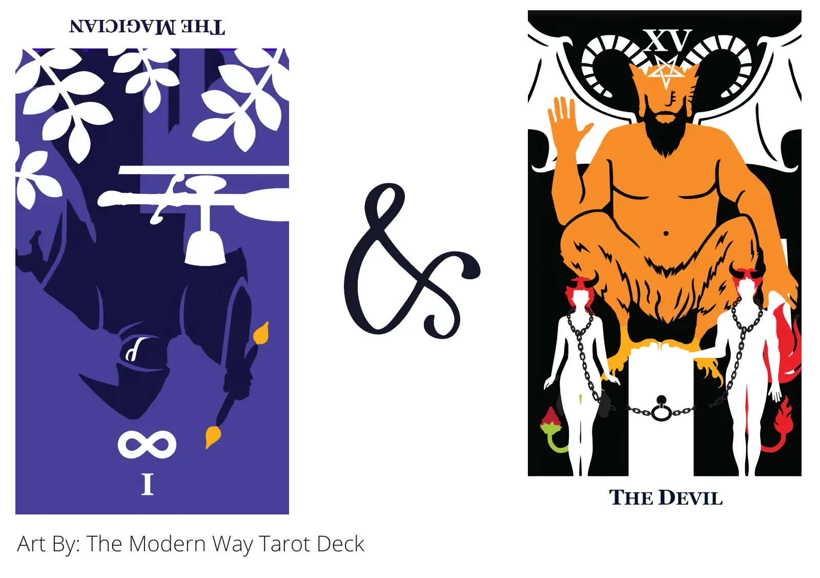 the magician reversed and the devil tarot cards together