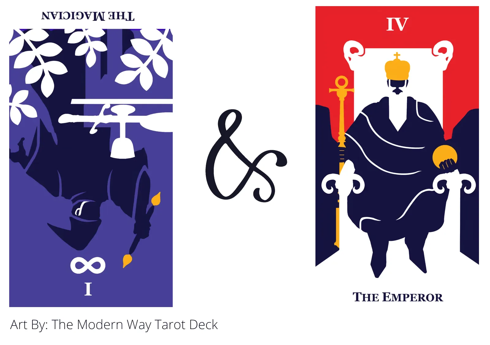 the magician reversed and the emperor tarot cards together