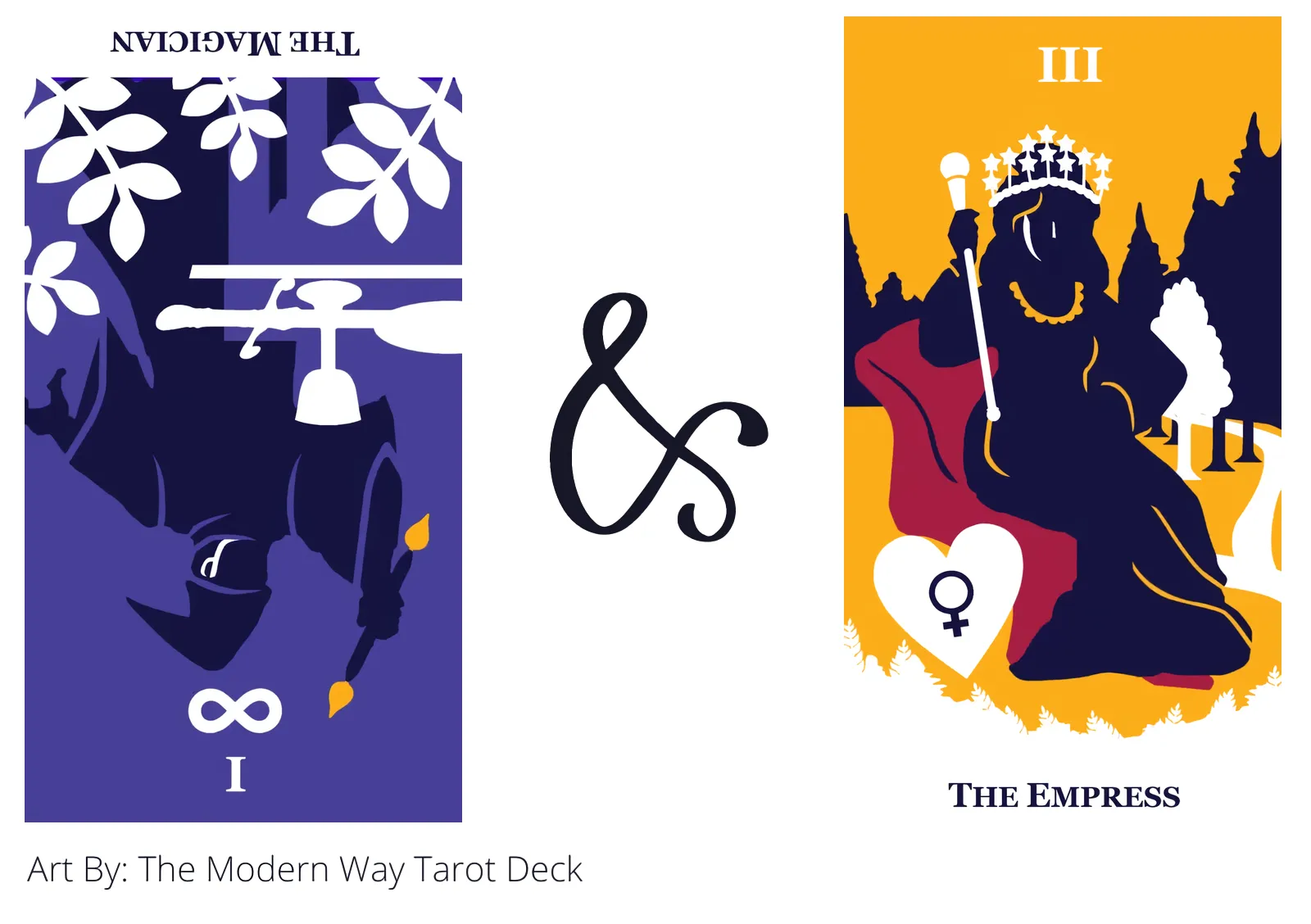 the magician reversed and the empress tarot cards together