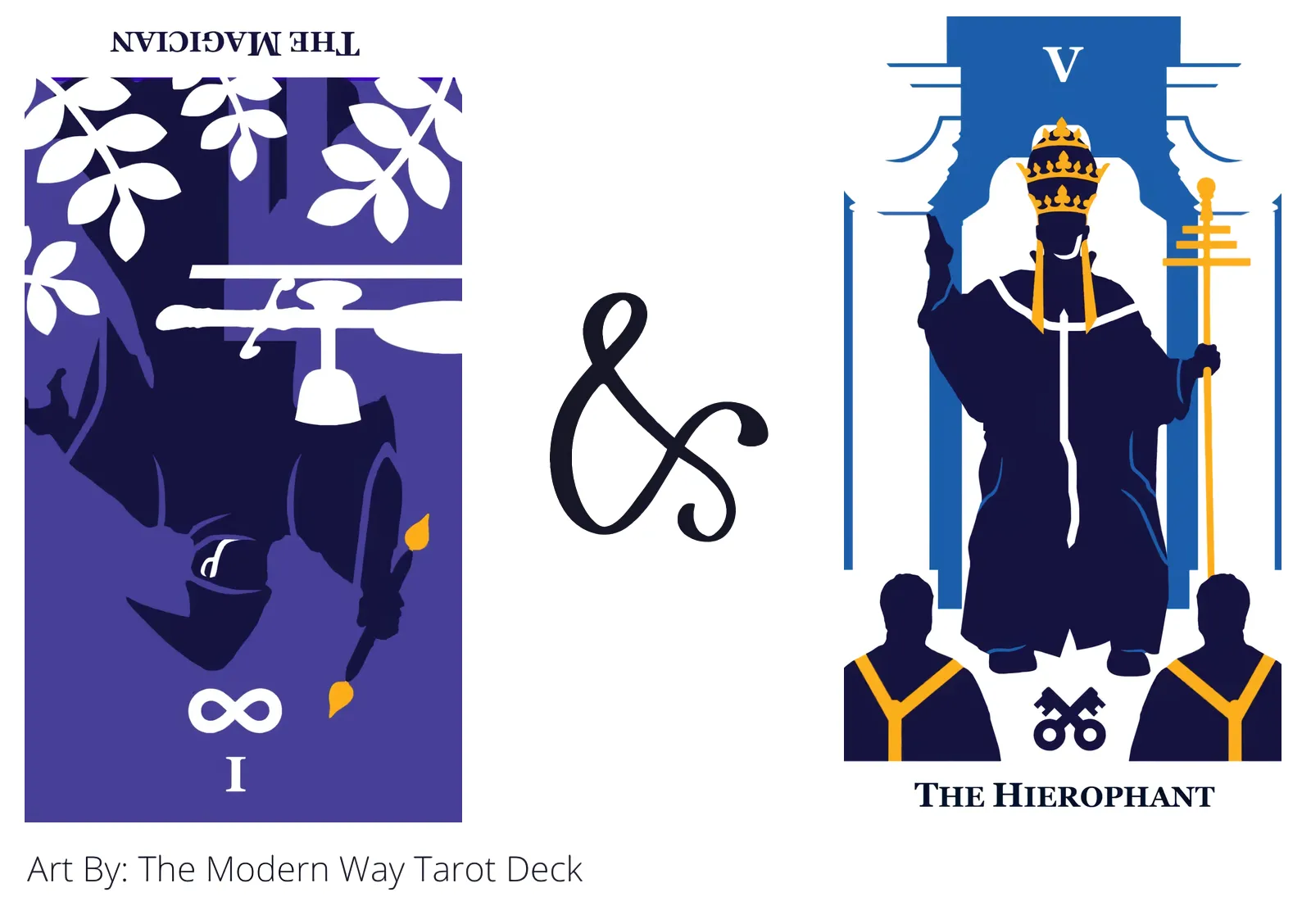 the magician reversed and the hierophant tarot cards together