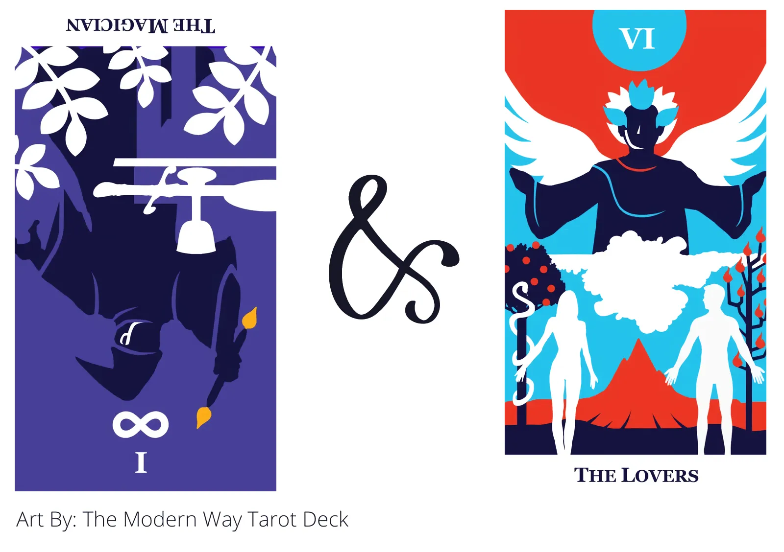 the magician reversed and the lovers tarot cards together