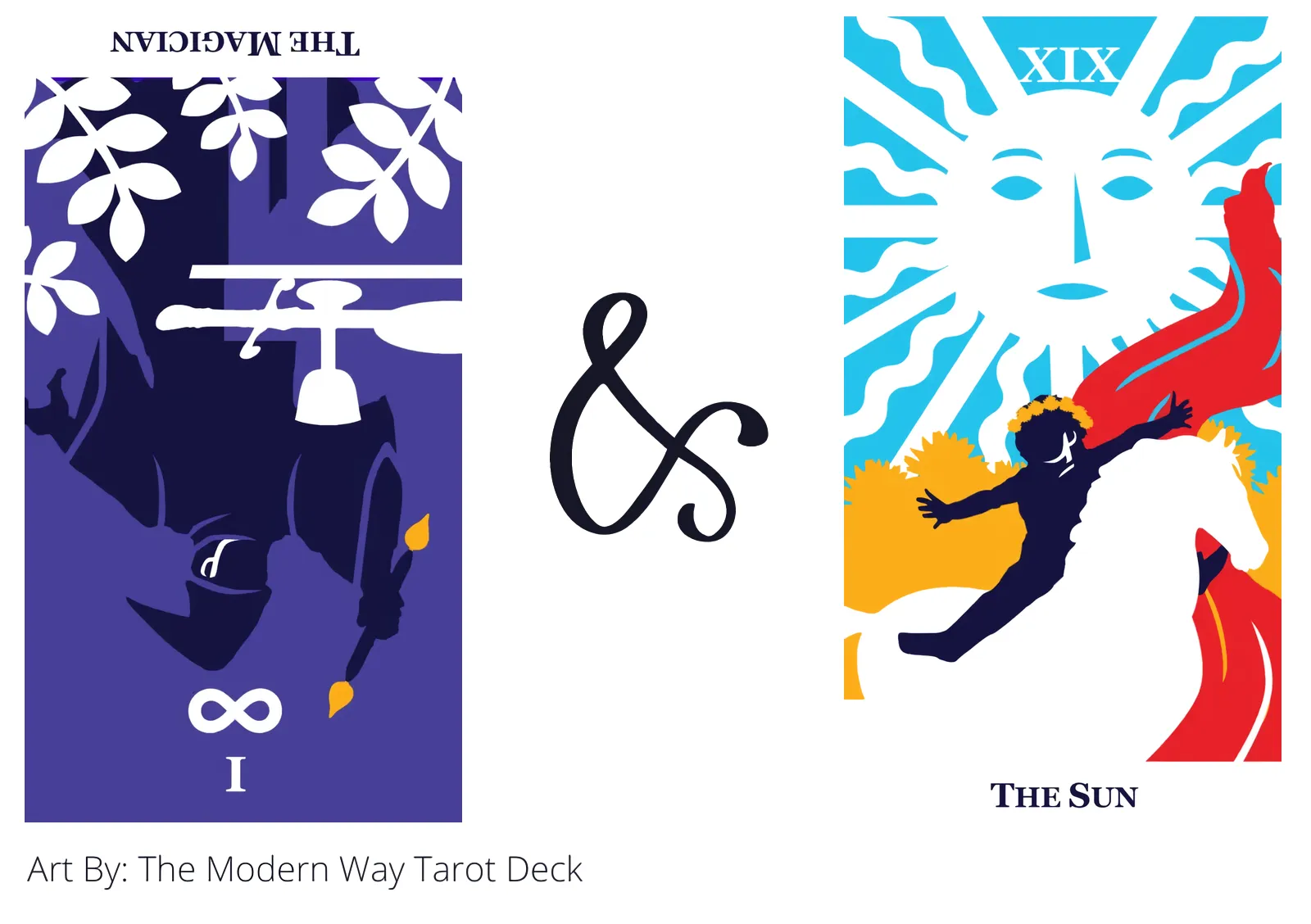 the magician reversed and the sun tarot cards together