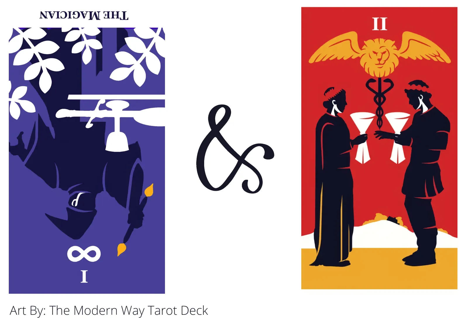 the magician reversed and two of cups tarot cards together