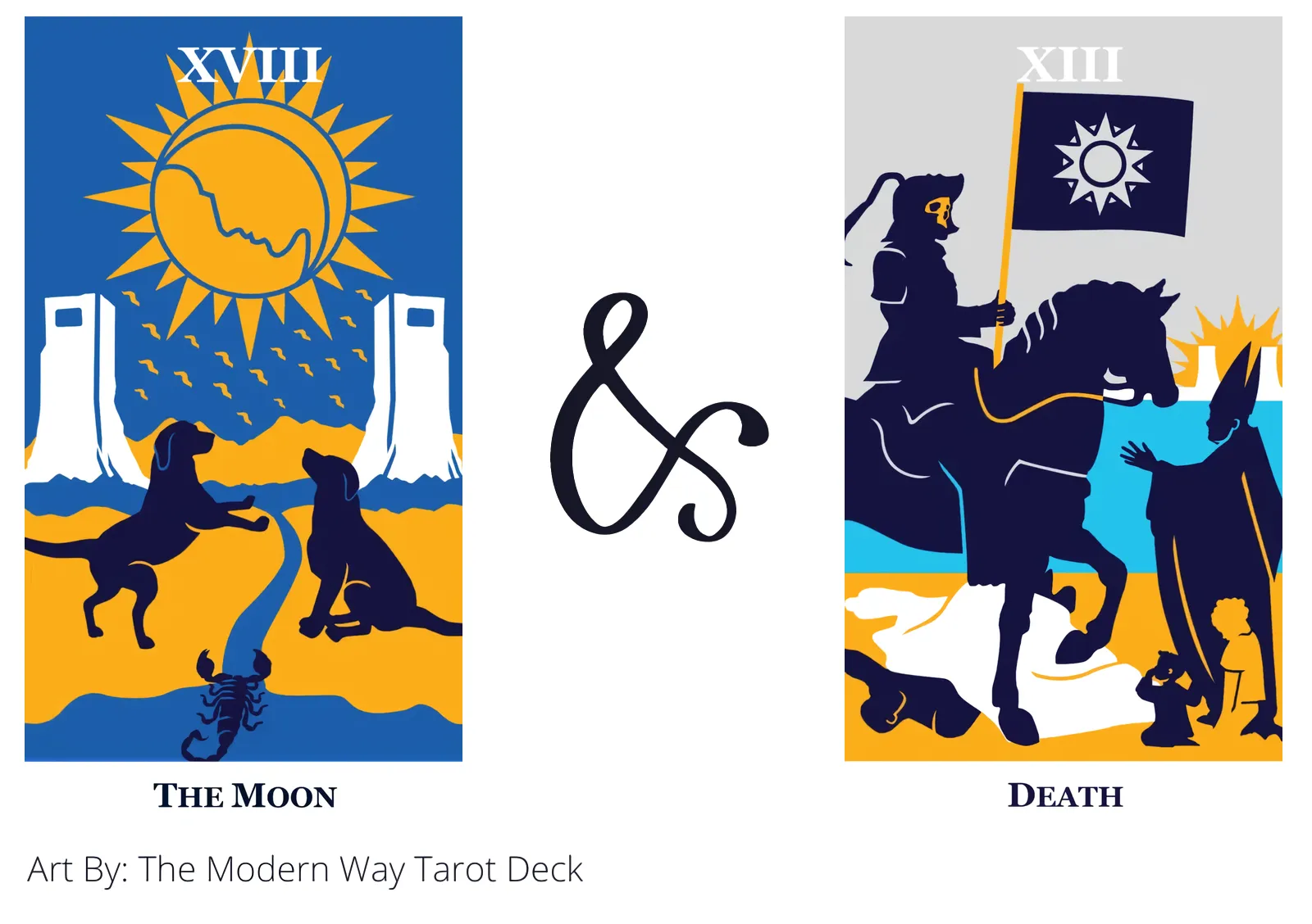 the moon and death tarot cards together