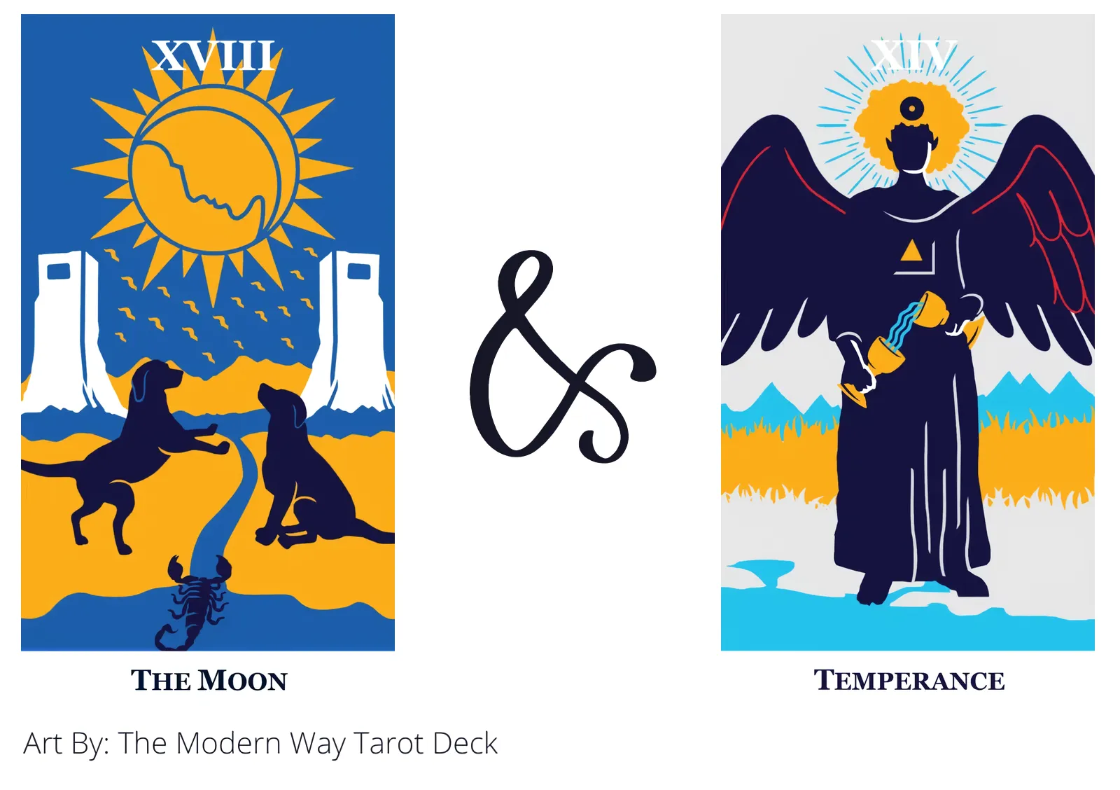 the moon and temperance tarot cards together