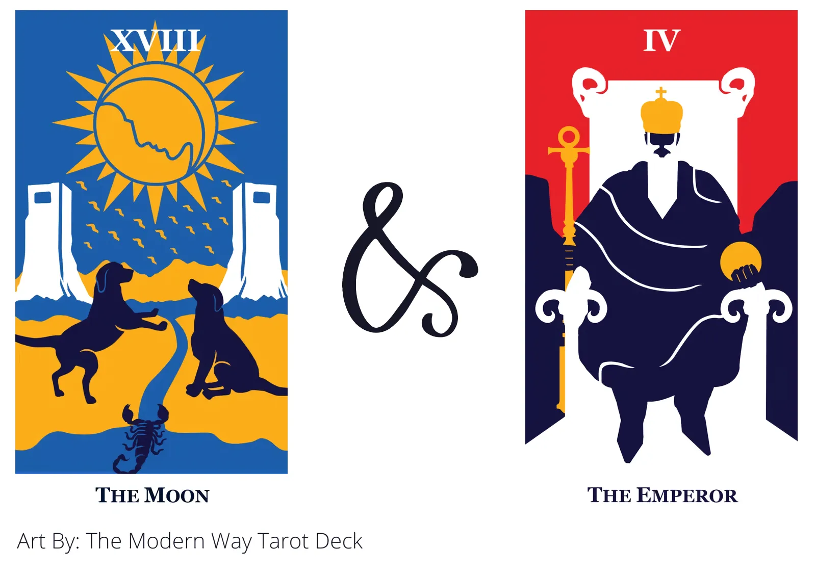 the moon and the emperor tarot cards together