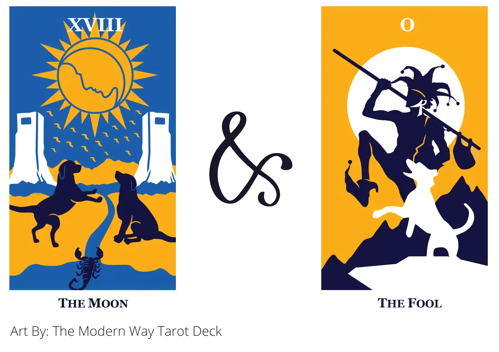 the moon and the fool tarot cards together