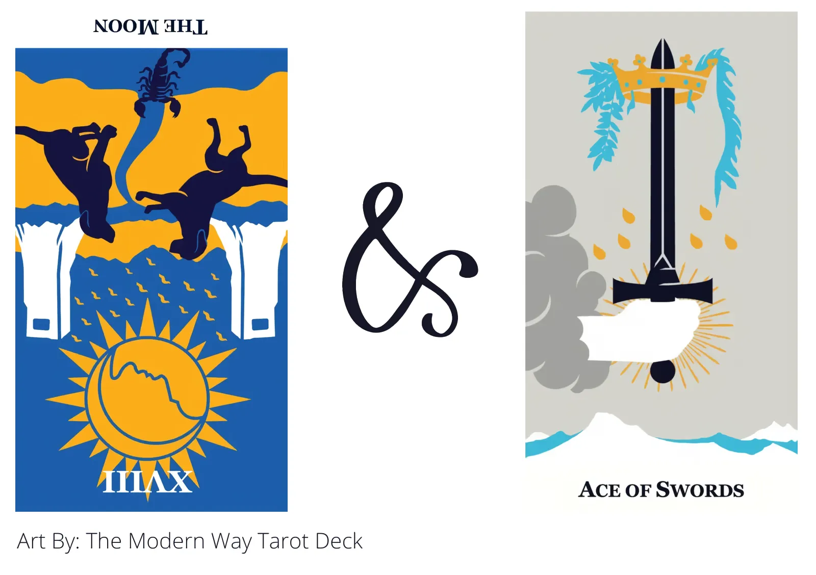the moon reversed and ace of swords tarot cards together