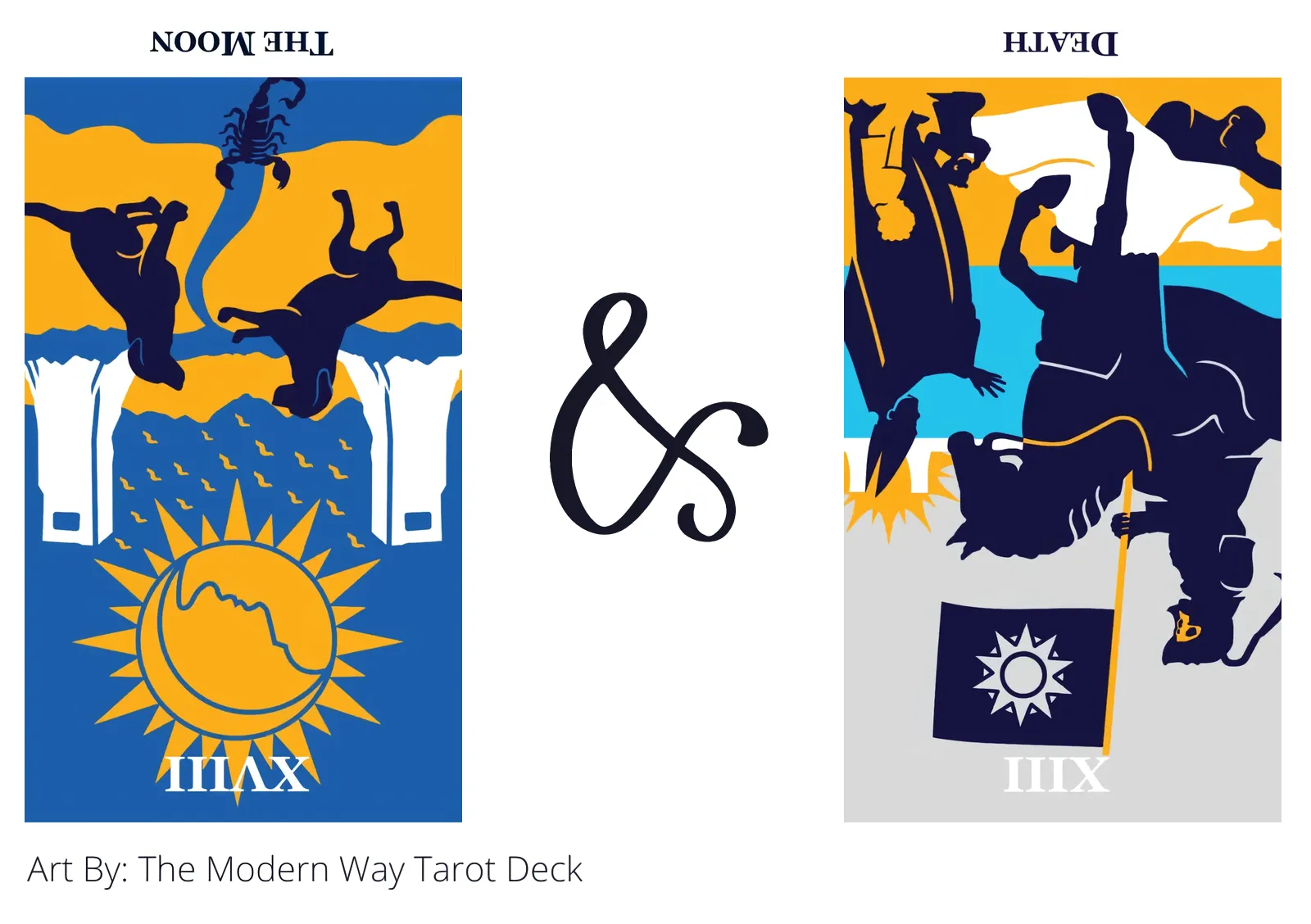 the moon reversed and death reversed tarot cards together
