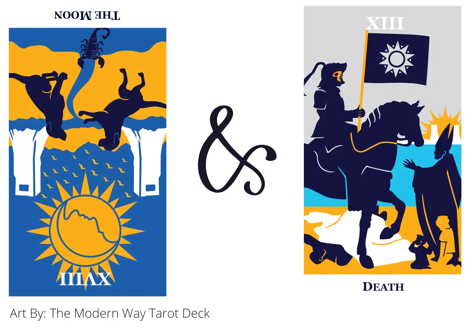 the moon reversed and death tarot cards together