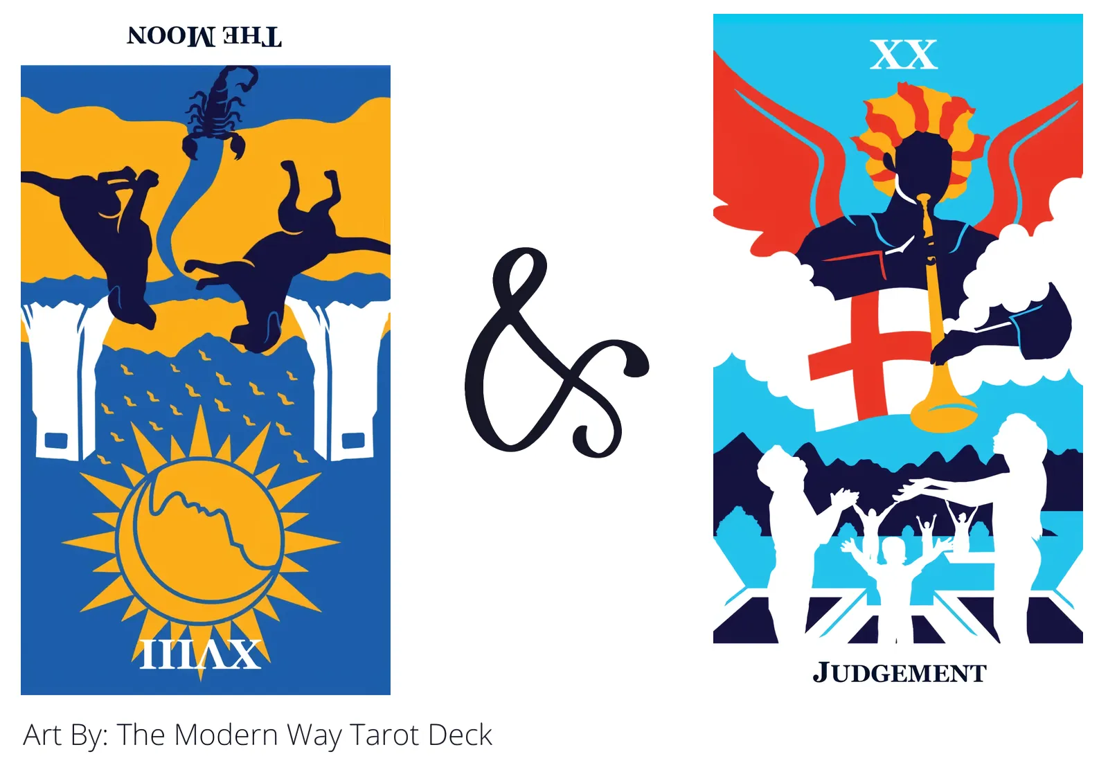 the moon reversed and judgement tarot cards together