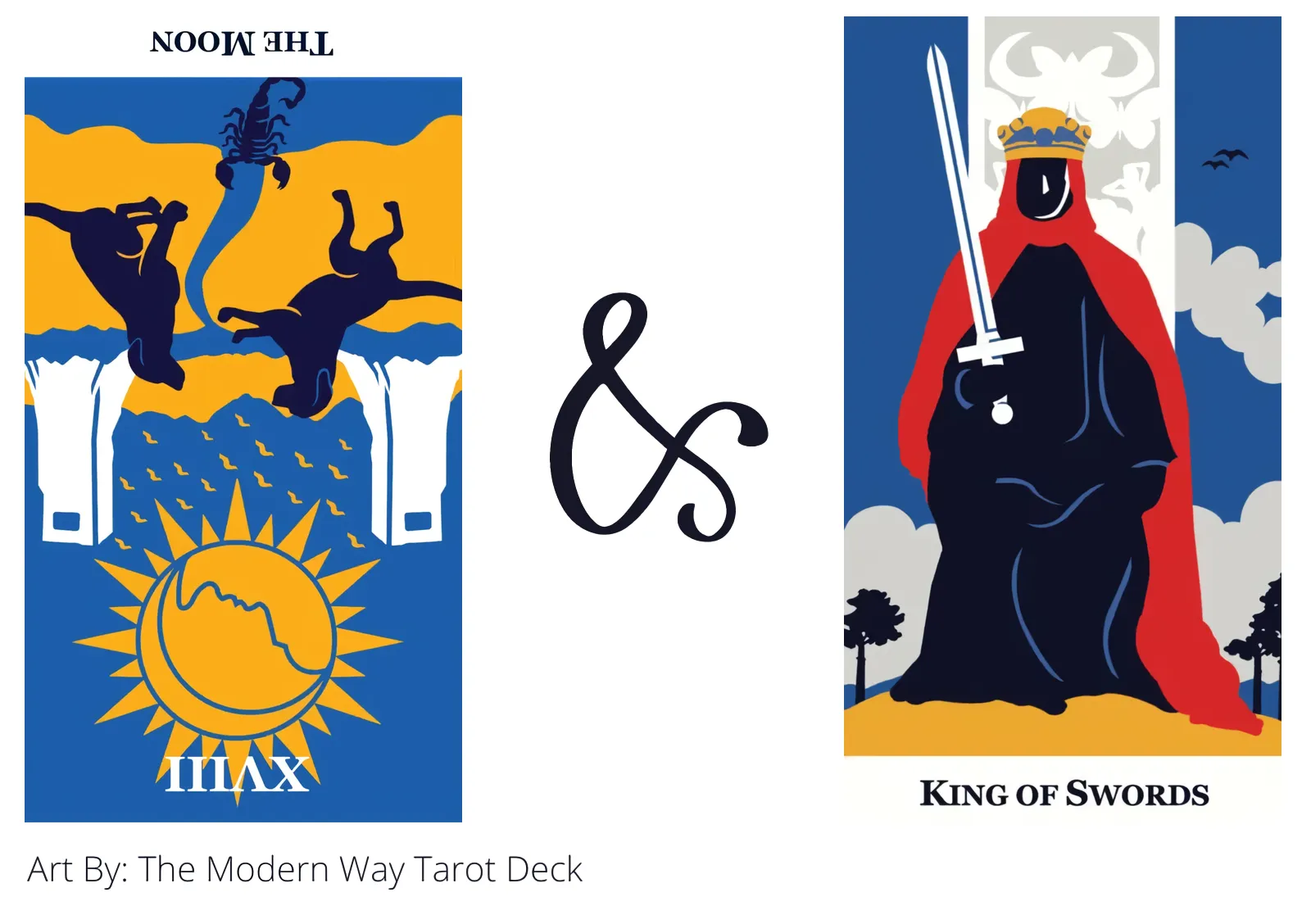 the moon reversed and king of swords tarot cards together