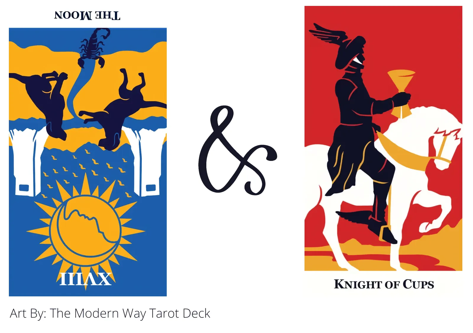 the moon reversed and knight of cups tarot cards together