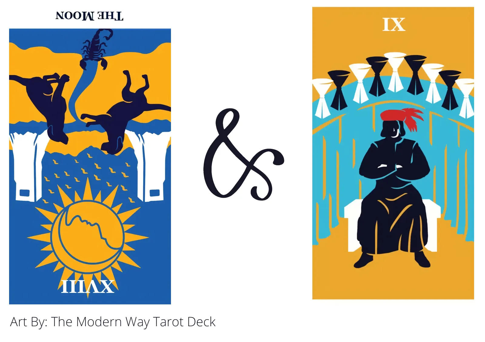 the moon reversed and nine of cups tarot cards together