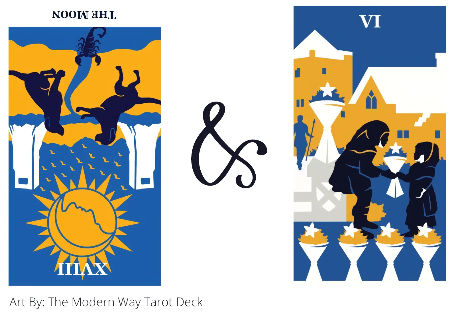 the moon reversed and six of cups tarot cards together