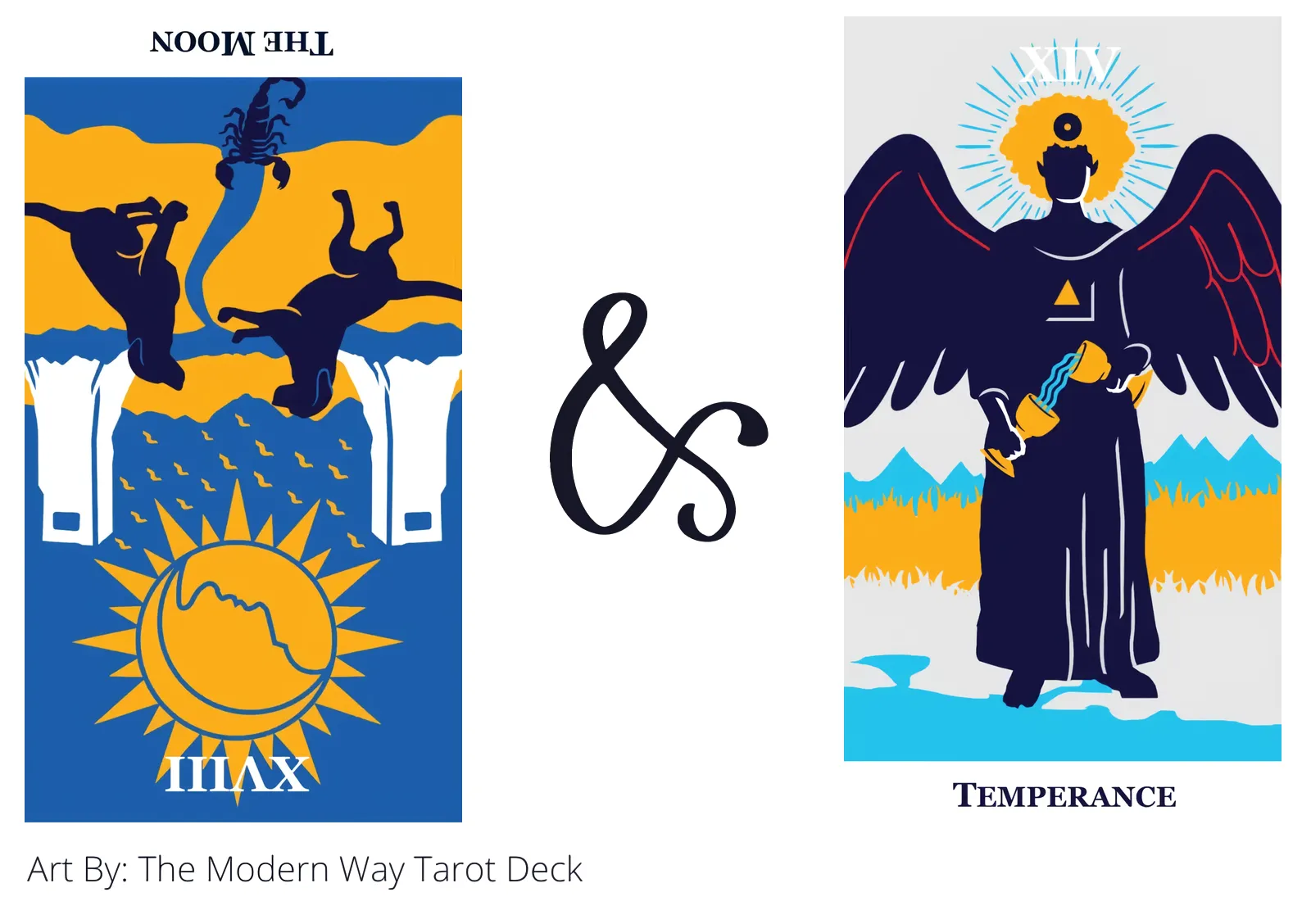 the moon reversed and temperance tarot cards together