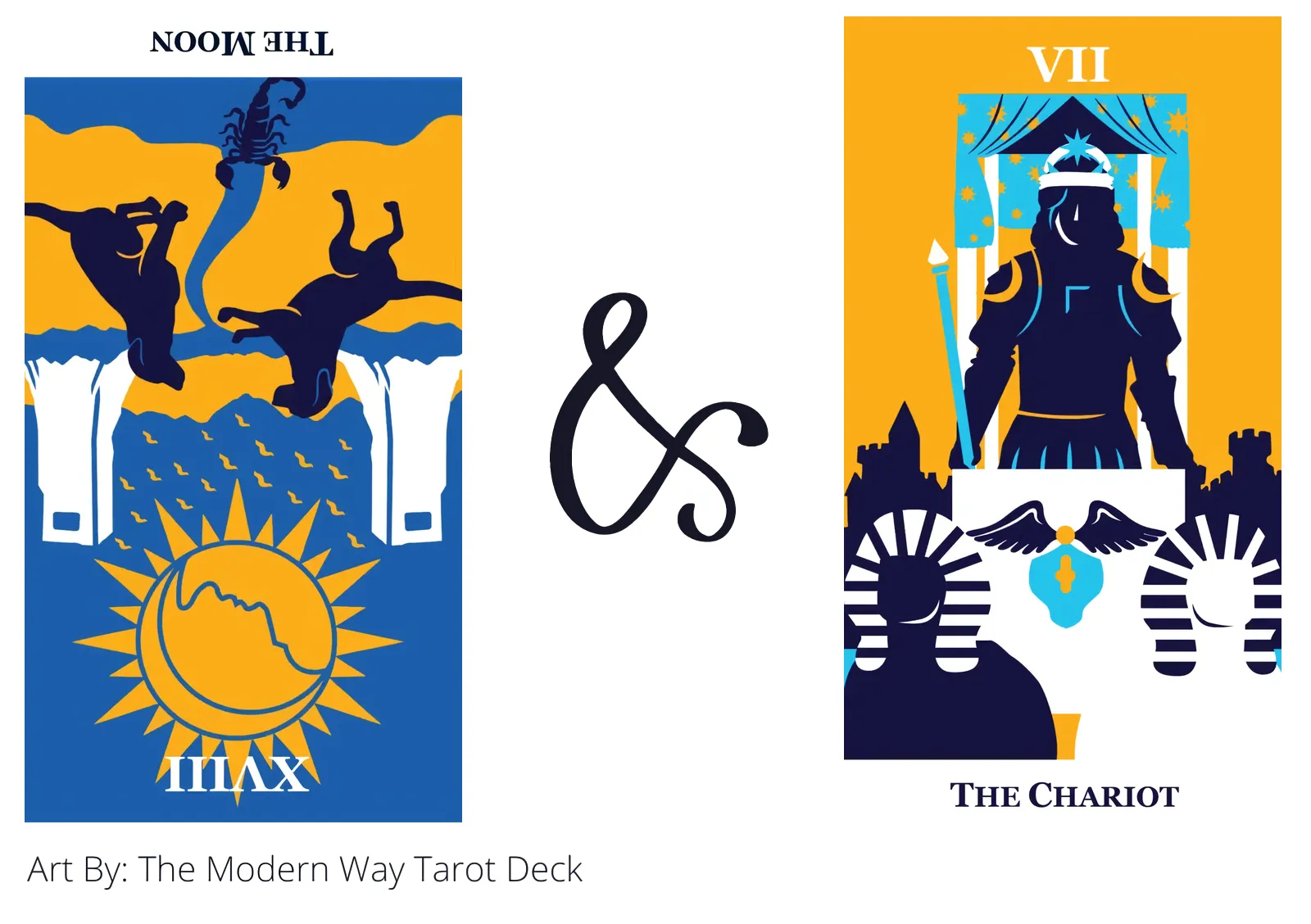 the moon reversed and the chariot tarot cards together