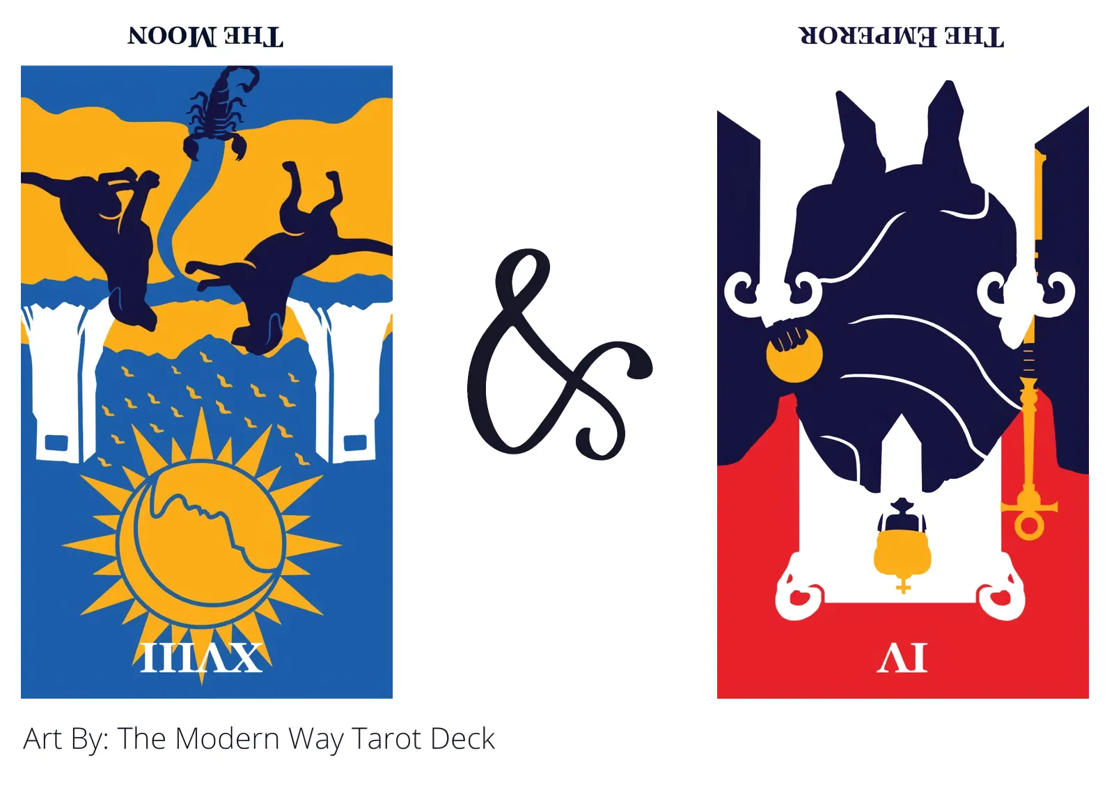 the moon reversed and the emperor reversed tarot cards together
